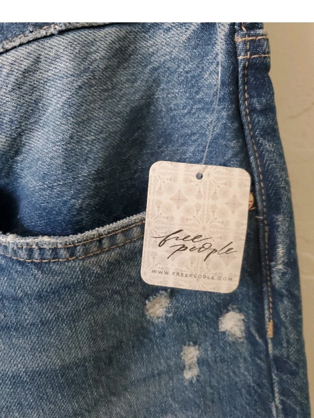Free People Light Blue Distressed Denim Cutoff Shorts